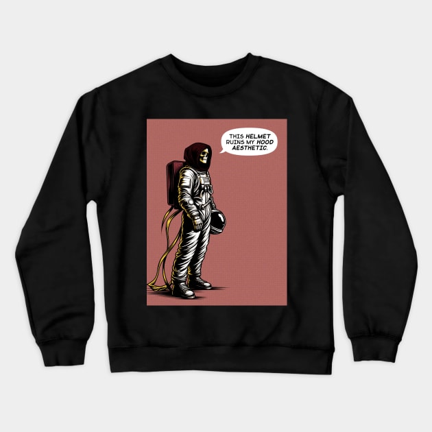 Grim Reaper helmet hood aesthetic Crewneck Sweatshirt by Retro Vibe